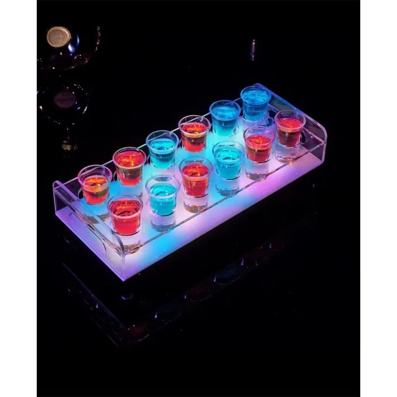 ถาดแก้วช็อตแบบกำหนดเอง ที่วางขวด บริการวีไอพีสำหรับร้านอาหารและบาร์