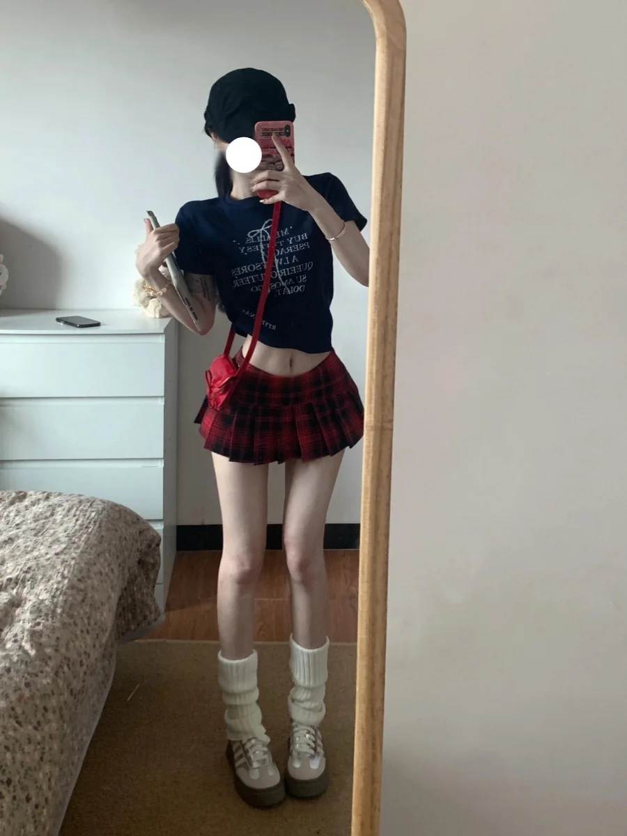 Women Sexy Lady Plaid Skirt Schoolgirl Sleepwear Low-Waisted Mini A-line Short Skirt Night Super Lattice Mini Pleated A689