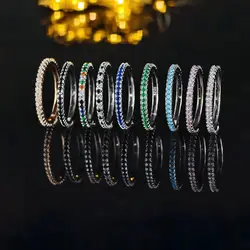 2024 new Lots Trendy Fashion silver pink blue color aesthetic Stackable Band Eternity Ring for Women Party Gift R1090A