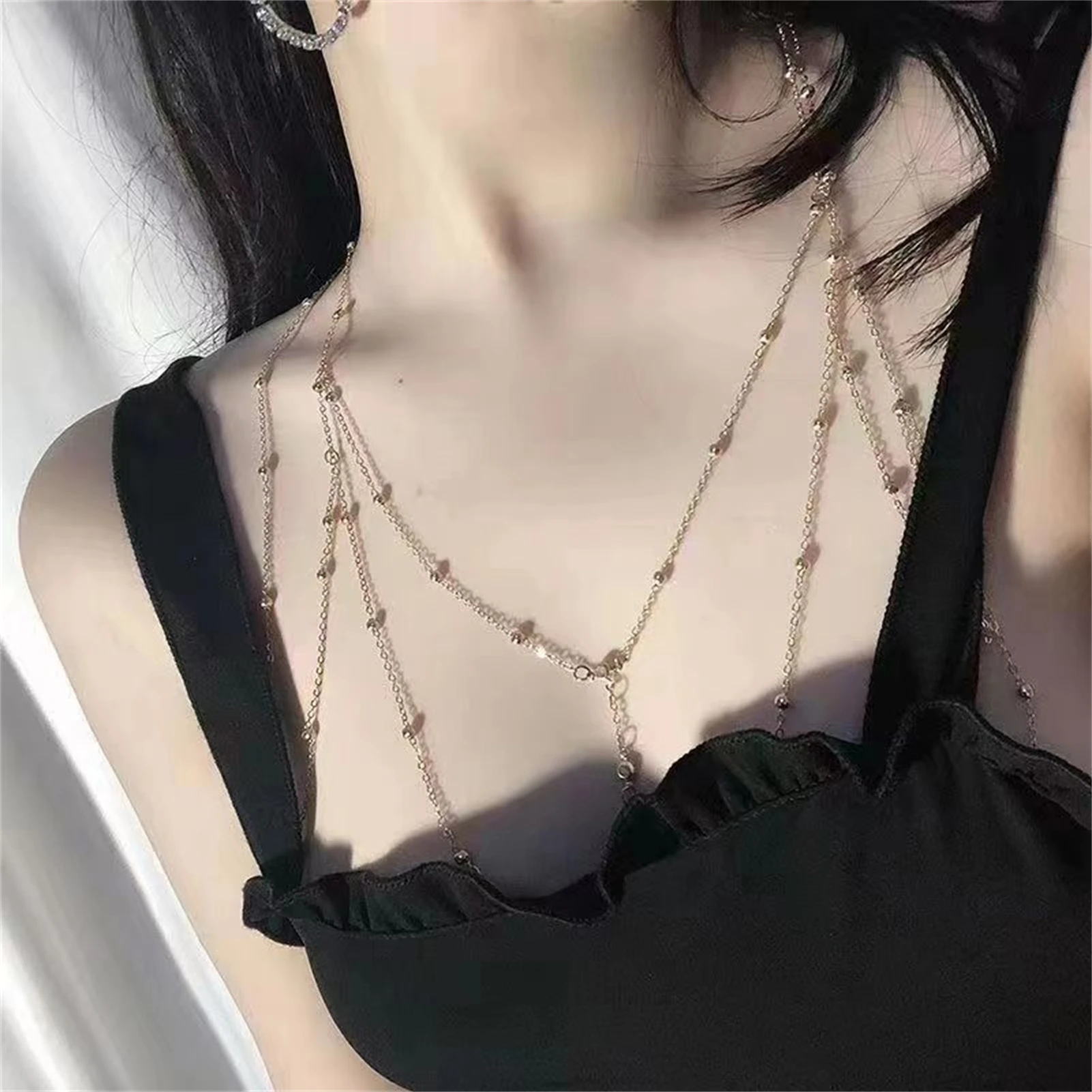 Summer Casual Body Jewelry Body Chain Elegant Alloy Shoulder Chain Jewelry Accessories for Women Female Dress Matching