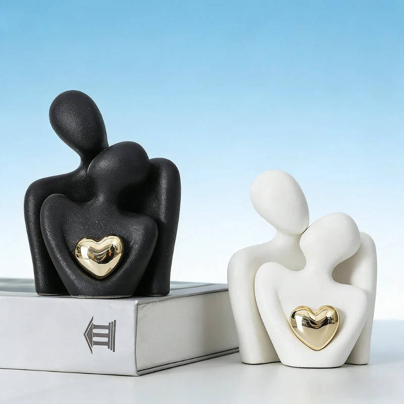 Couple Embracing Ceramic Figurine Love Ornament Art Craft Newlywed Home Decoration Suitable for Wedding Qixi Festival Gifts