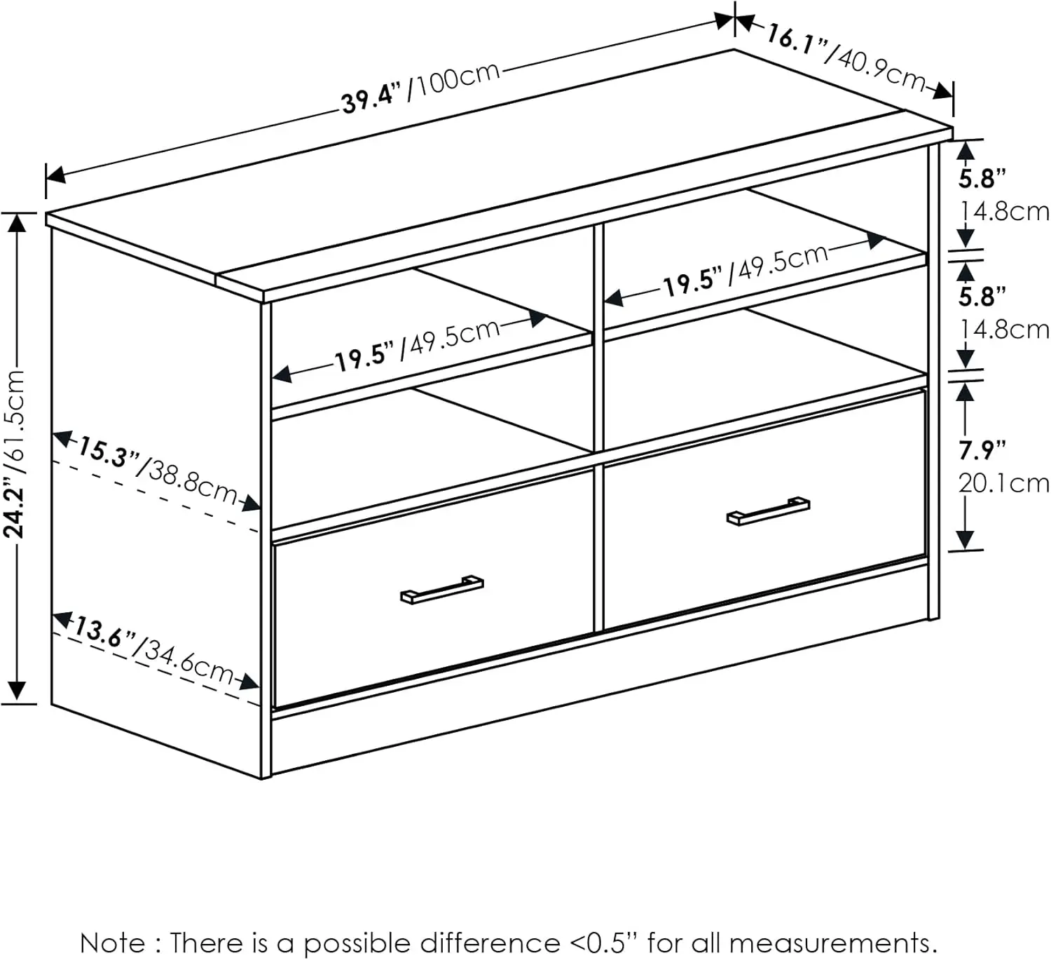 Tv Stand With Drawer, French Oak, Large