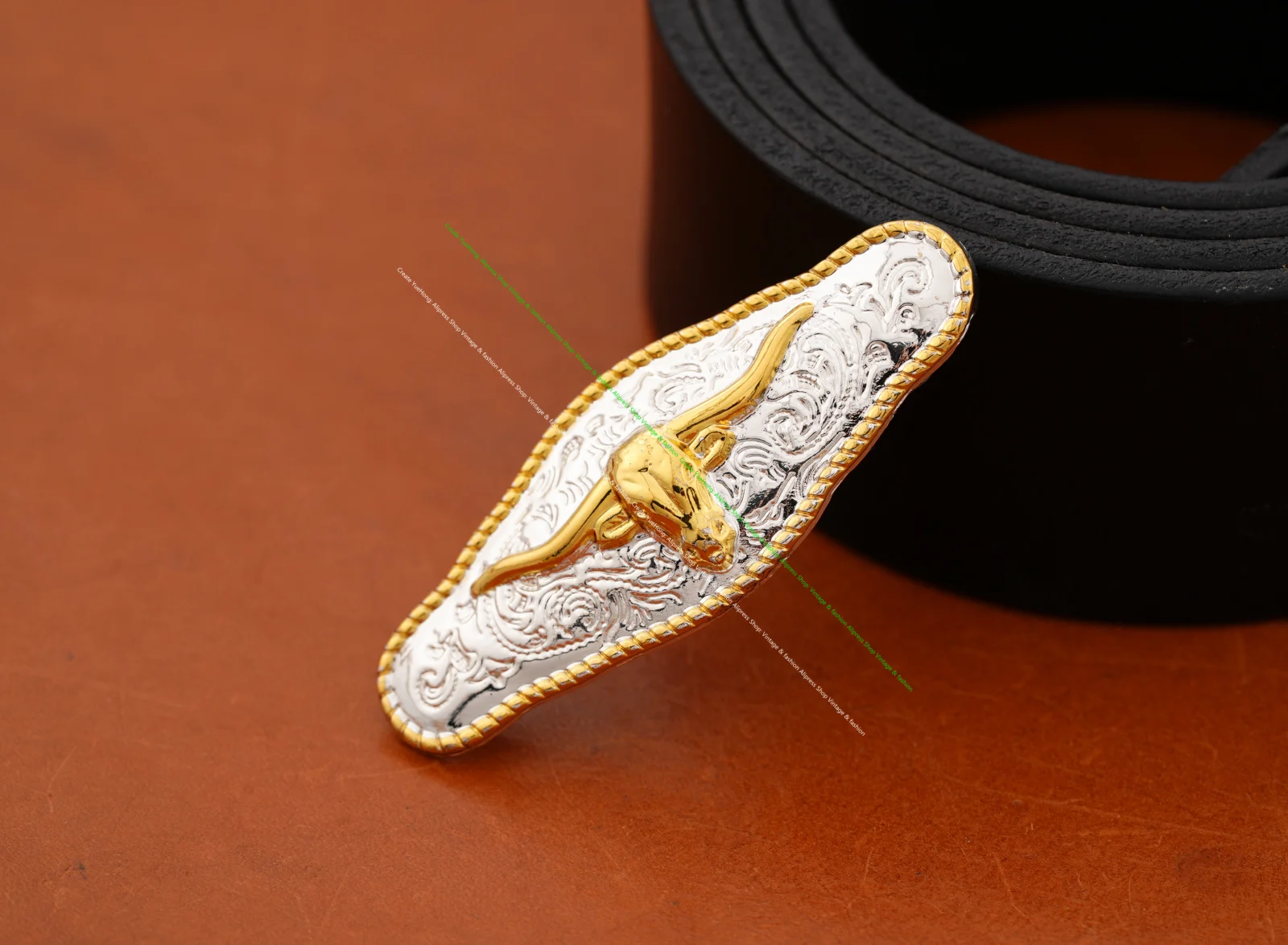 6X 65*24mm Gold Cowboy Longhorn Bull Leathercraft Horse Saddles Belt Conchos