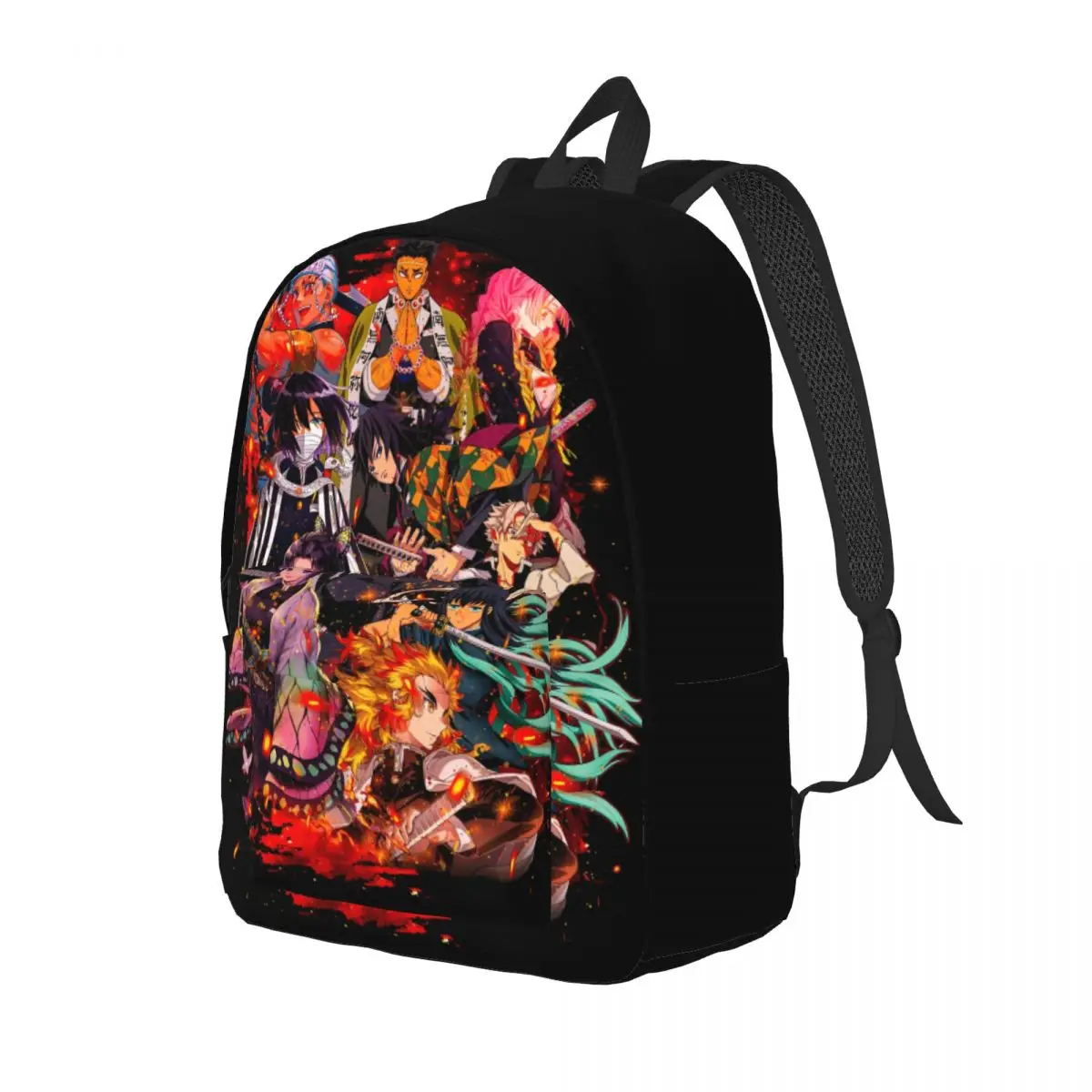 Mochila de Anime Demon Slayer para hombre y mujer, morral de Manga para estudiantes de secundaria y secundaria, mochila de día para senderismo