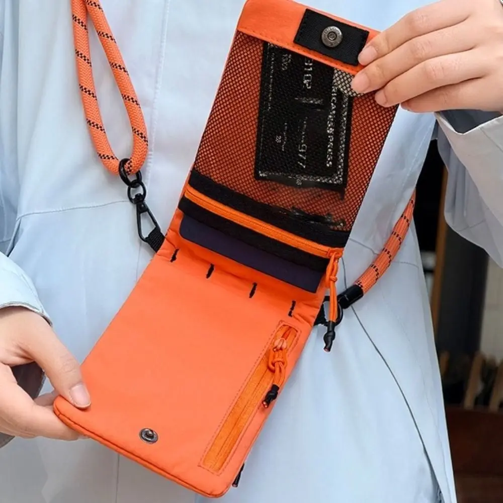 Fashion Nylon Mobile Phone Bag Waterproof Lightweight Crossbody Bag Vertical Storage Zipper Closure Phone Purse Daily Use
