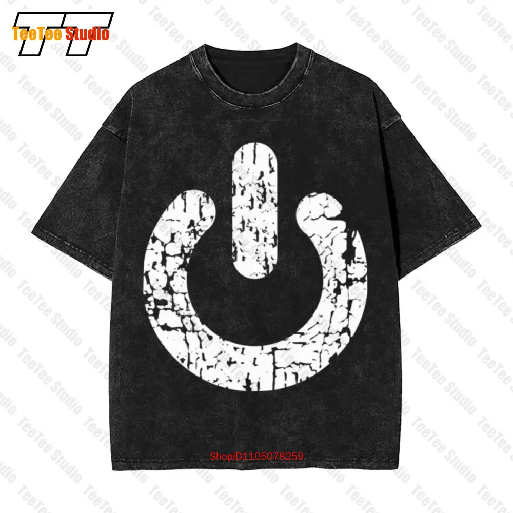 Кнопка питания Nerd Computer Restart Винтажная футболка большого размера QNXG