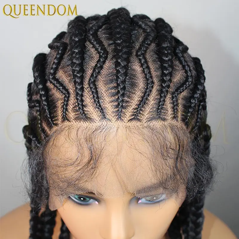 

36-дюймовые синтетические косички без узлов, полные кружевные плетеные парики для женщин, афро обратно в школу, косички, искусственный парик с локонами, легко носить