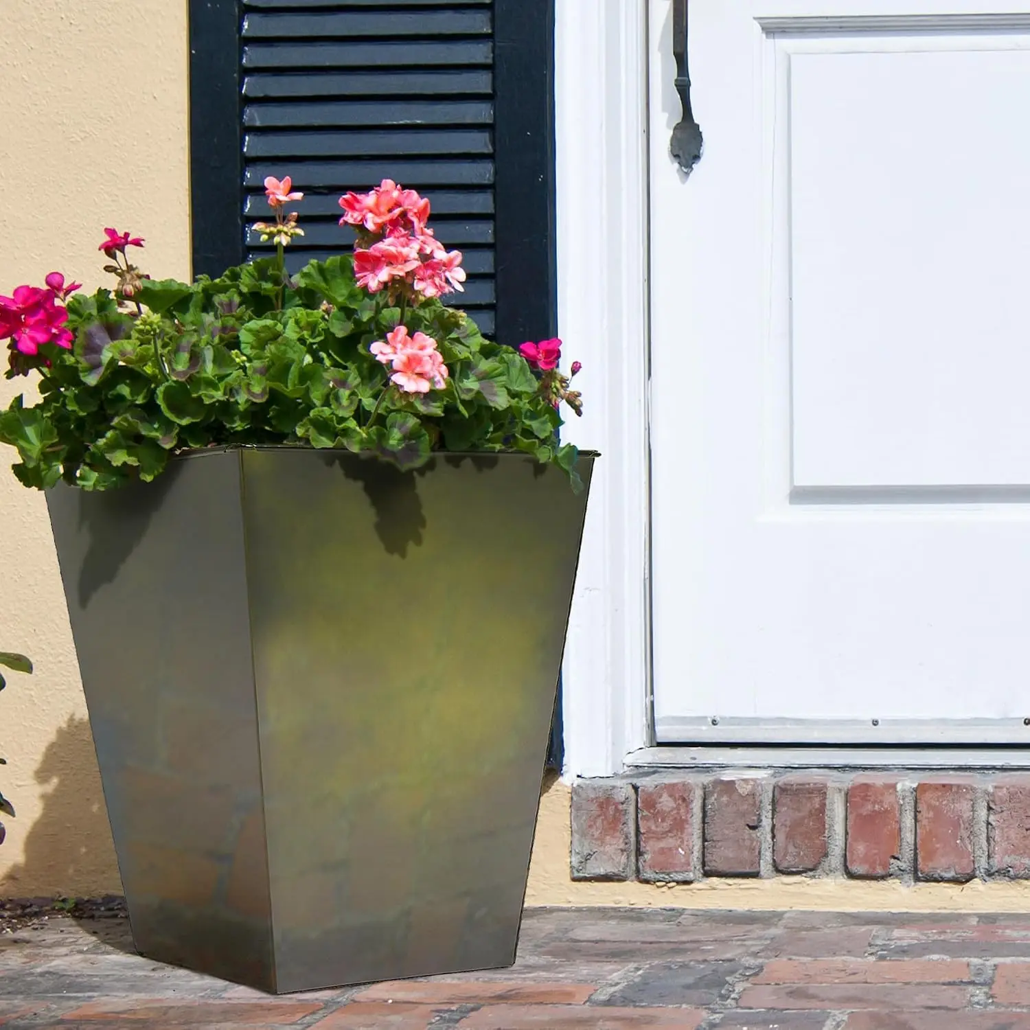 18''H. Bright Glazed Planter with Drainage Hole, Set of 2, Galvanized Steel Planter Pots for Indoor & Outdoor Use,, Customized