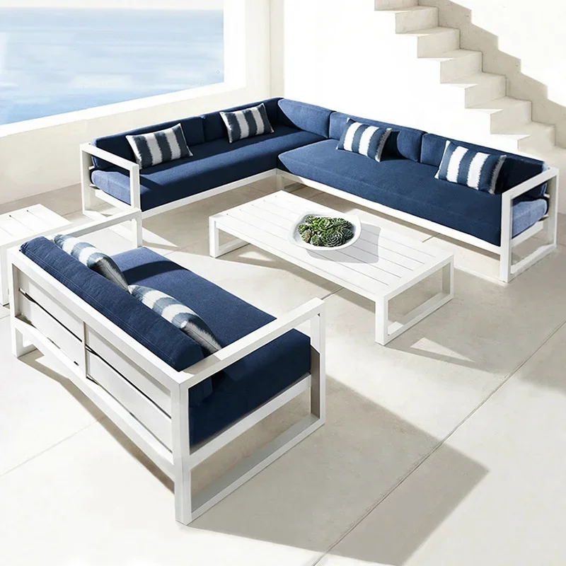 Luxury garden furniture for casual high-end customers, Nordic garden waterproof sofa outdoor furniture set aluminum table