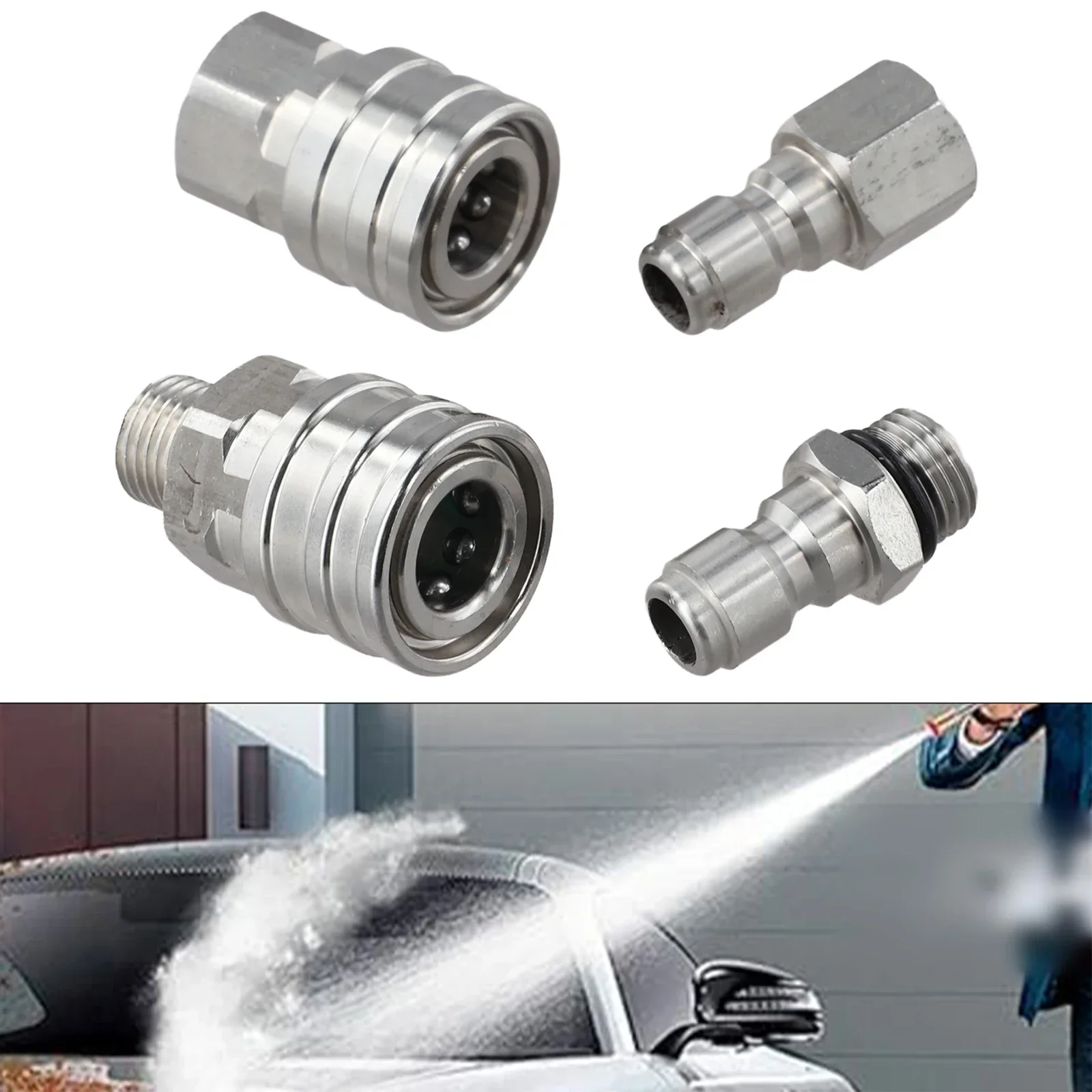 Pressure Washer Setup Quick Connect NPT Drain 4PC Pressure Washers Long-lasting Performance Reusable Connector