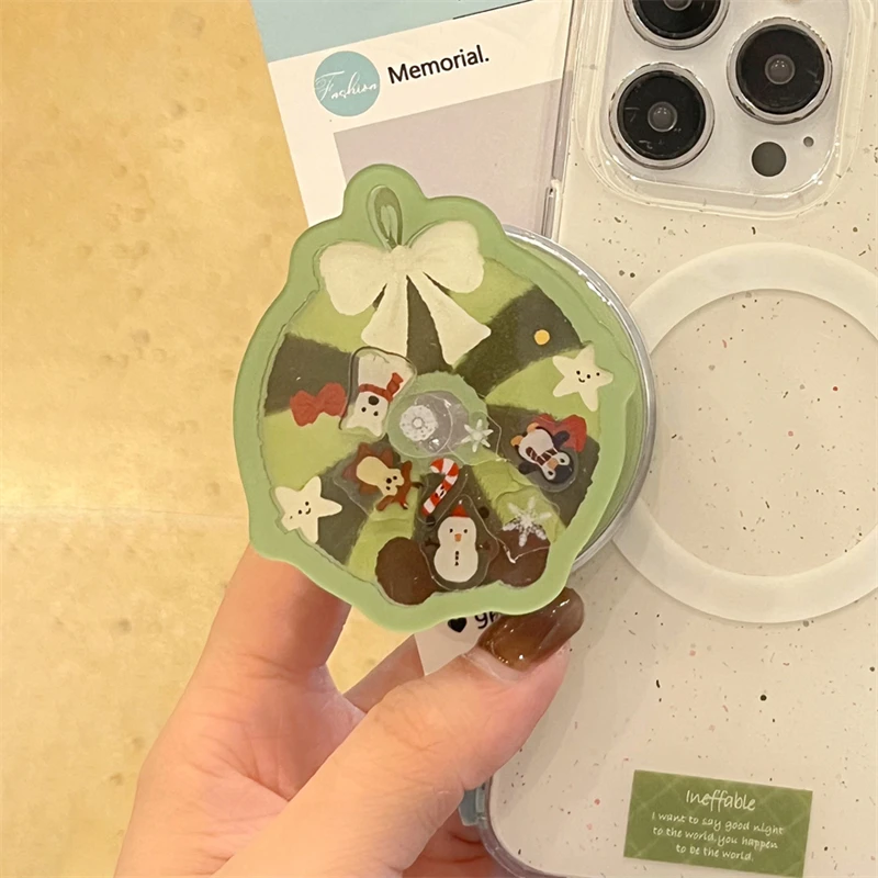 

Симпатичный Рождественский венок с зыбучим песком, магнитный держатель, зажим, подставка для телефона, держатель для iPhone, для планшета Magsafe Smart Tok