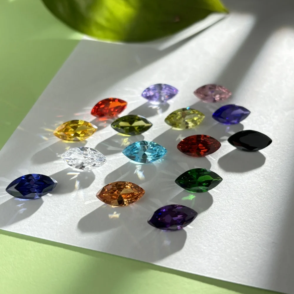 1.5x3~10x20mm AAAAA Marquise Shape Golden Yellow, Voilet, Olive, Purple, Black, Pink Cubic Zirconia Stone Loose cz kamienie szlachetne