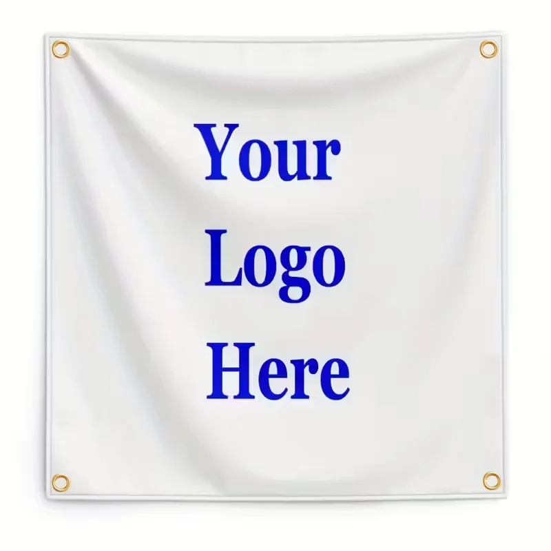 1pc Custom Polyester Single Sided Square Banner with 4 Grommets for Easy Hanging, Perfect for Home and Outdoor Hanging Decor