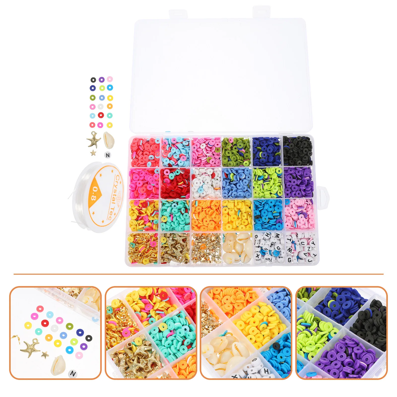 

Набор разноцветных плоских бусин для рукоделия, аксессуары для изготовления украшений своими руками, для браслетов, ожерелий, декоративные бусины из полимерной глины, рассыпные разделительные бусины