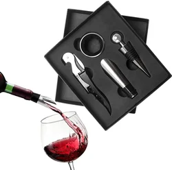 Wine Aerator Pourer Set, 4Pieces Pressure Bottle Opener, Wine Pour Spout,Stoppers Bottle Opener, Wine Stopper