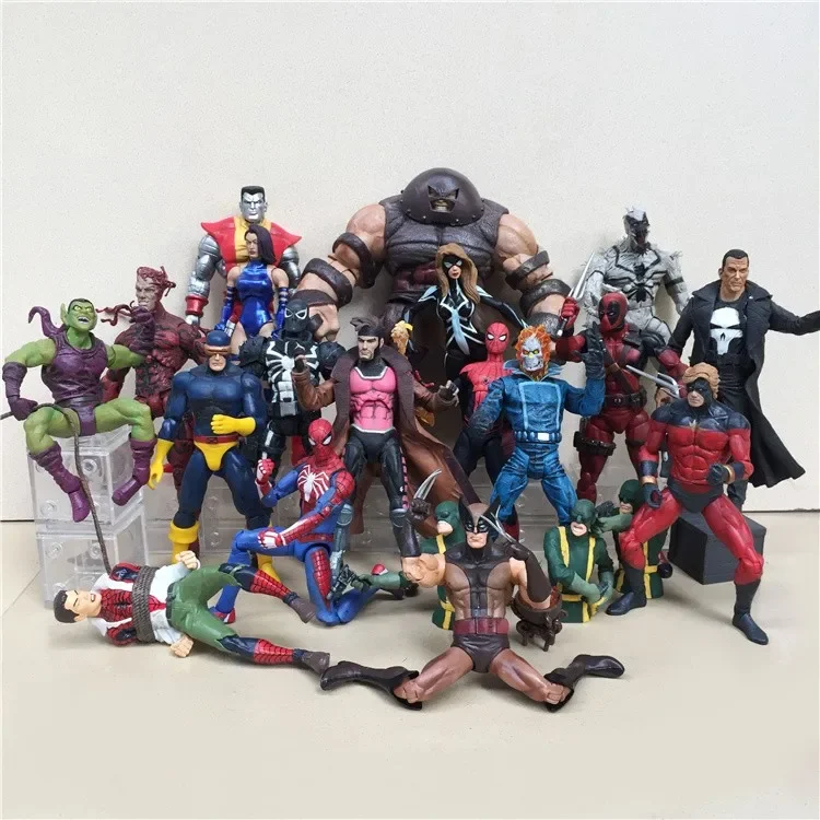 Genuine Anime Peripherals Action Figure Marvel Iron Man Red Tank Loki Spider-Man Thor Hulk Thanos Model