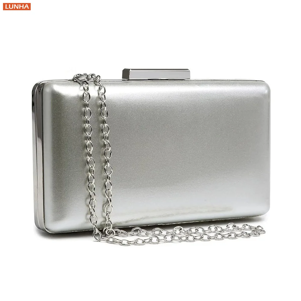 

Women's Hard Case Clutch Evening Bag Elegant Shoulder Purse Luxury Design Style Wedding Party Handbag Gold Silver Nude Color