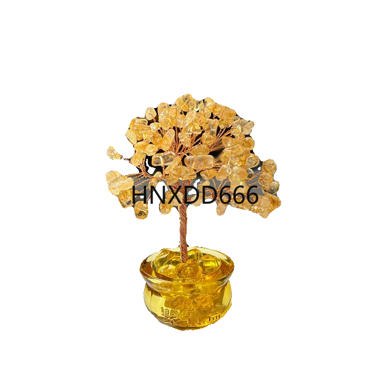 

Citrine Cornucopia Fortune Tree Ornament Glazed Yuanbao Desktop Ornament
