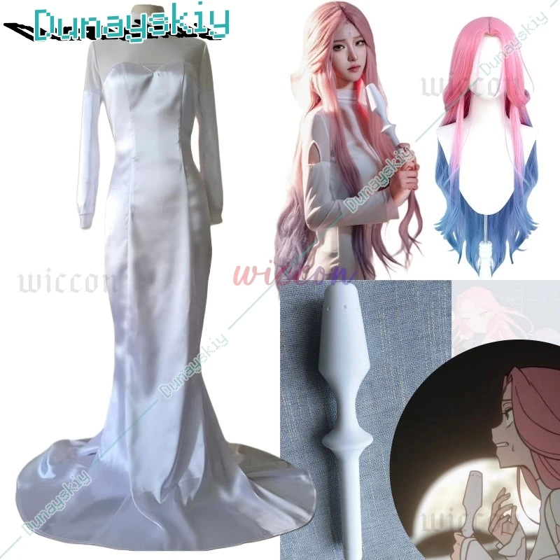 Anime Mizi Alien Stage Round 5 Mizi Cosplay Costume Ruler Of My Heart Wig White Dress Uniform Halloween Party Outfit For Women