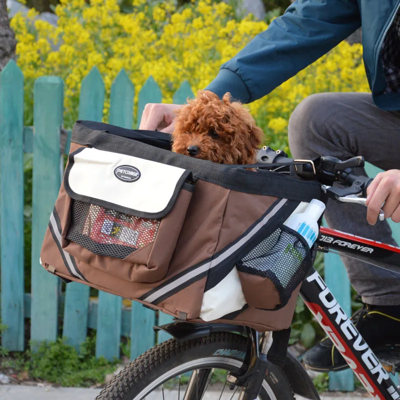 Bicycle Front Basket Bike Pet Dog Carry Pouch Basket Accessories Detachable MTB Cycling Handlebar Tube Hanging Fold Baggage Bag