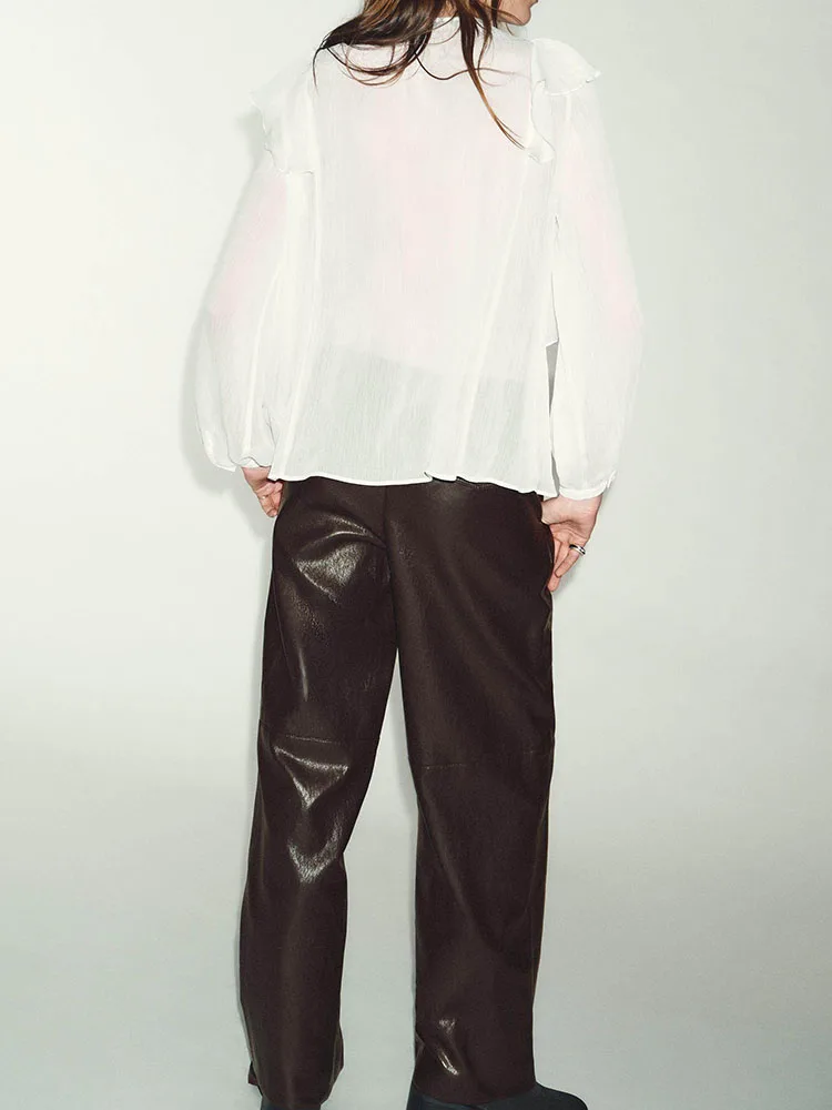 

High-End round Ne Layered Decorative irt Spring Collection New Arrival Ele Chinese Sle Women's Faion Top