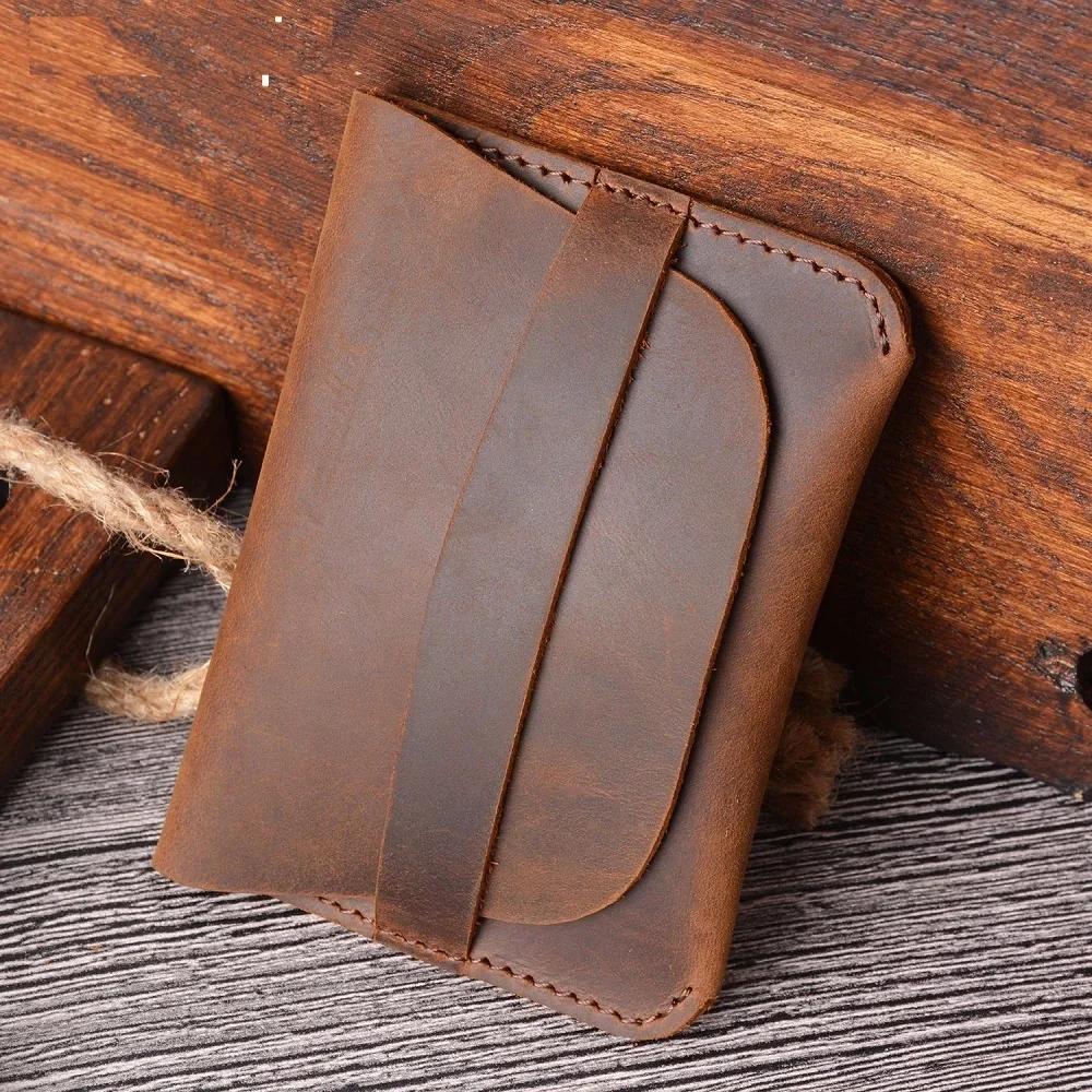 

Men's Wallets Vintage Genuine Leather Short Charge Coins Wallet Rfid Blocking Card Holder Crazy Horse Cowhide Purse Portfel