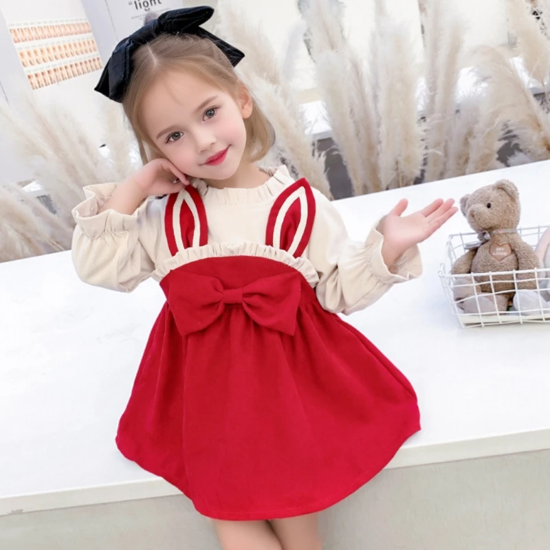 Baby Girl Dress Clothes Spring Long Sleeve Cute Bow Princess Dress Elegant Kid Costume Toddler Vestidos Infant Outfit Girl A1169