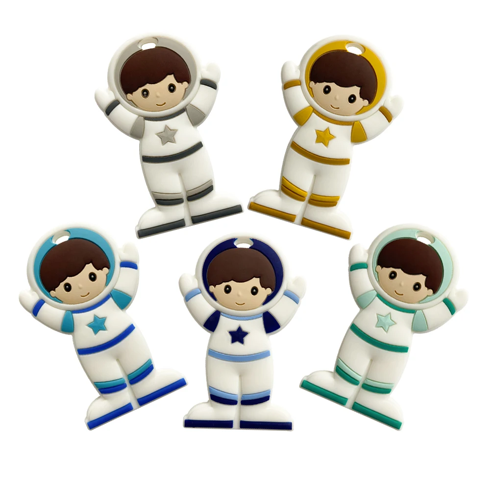 1/10pcs Astronaut Baby Teether Toys Silicone Necklace DIY Beads Silicone Charms Chew Pacifier Chain Bracelet