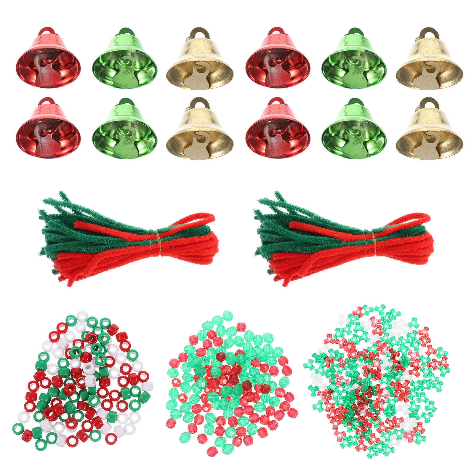 

Christmas nament Set Plastic Kit Beaded Crafts Xmas Materials Holiday Decorations Beads Bell Twisted Sticks DIY Projects