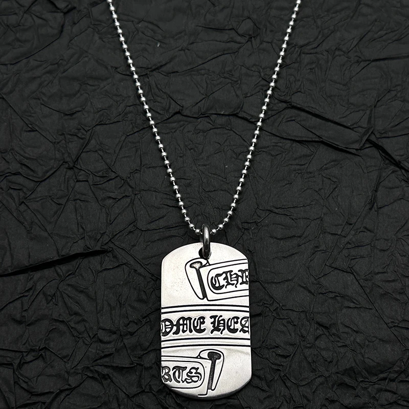 

S925 sterling silver retro old large scroll military brand pendant necklace European and American men and women niche