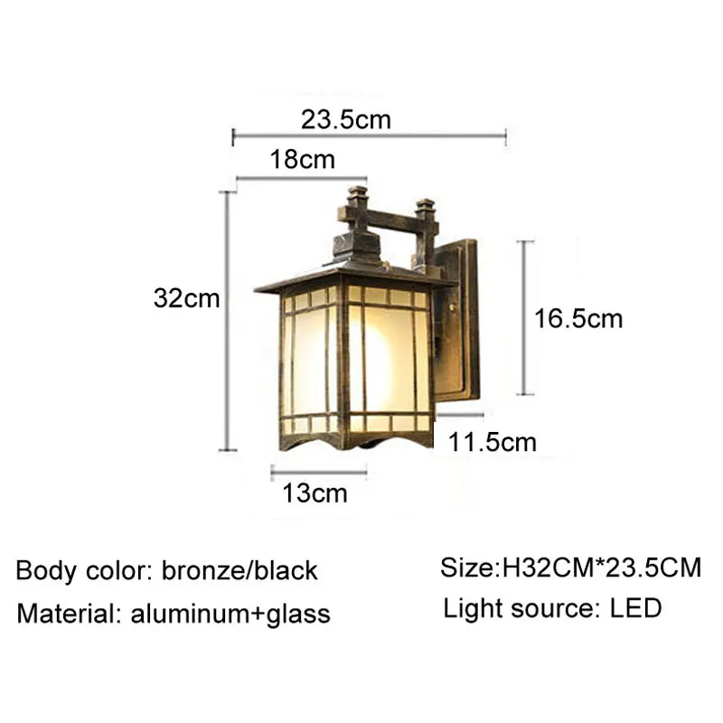 Imagem -06 - Lâmpada de Parede Impermeável Exterior Retro Pátio Chinês Varanda Iluminação Villa Jardim Corredor Porta de Entrada E27 Luz