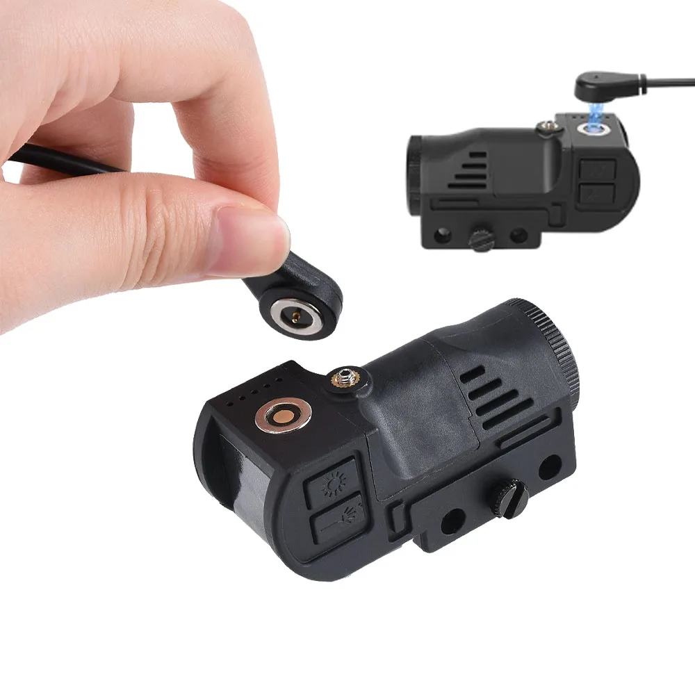 Wiederaufladbare LED Taktische Taschenlampe Rot/Grün/Blau Laser Kompakt Passend für 20mm Schiene für G17 19 Stroboskop-Licht Lampe 500 Lumen – Detail 3