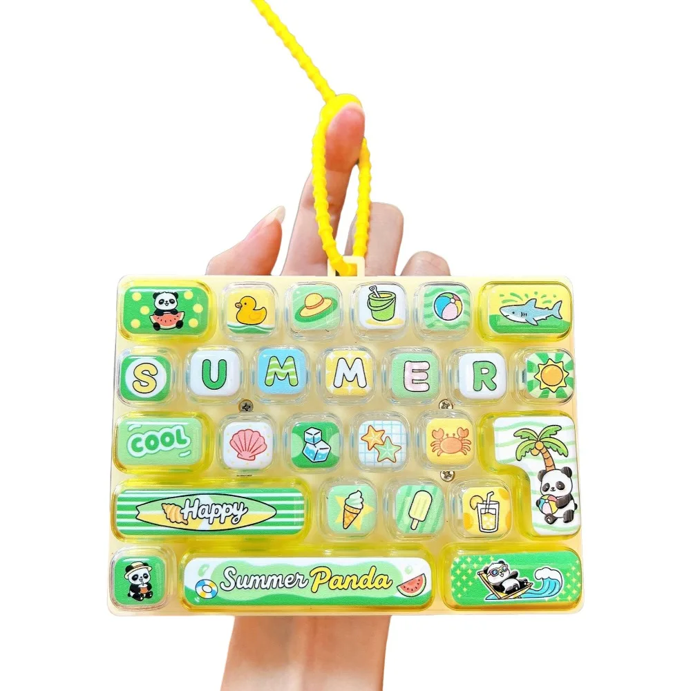 Panda 26 Keys Keyboard Keychain Pressable Keys Cartoon Keyboard Clicker Keychain Clicker Sound Relaxed Sensory Clicker