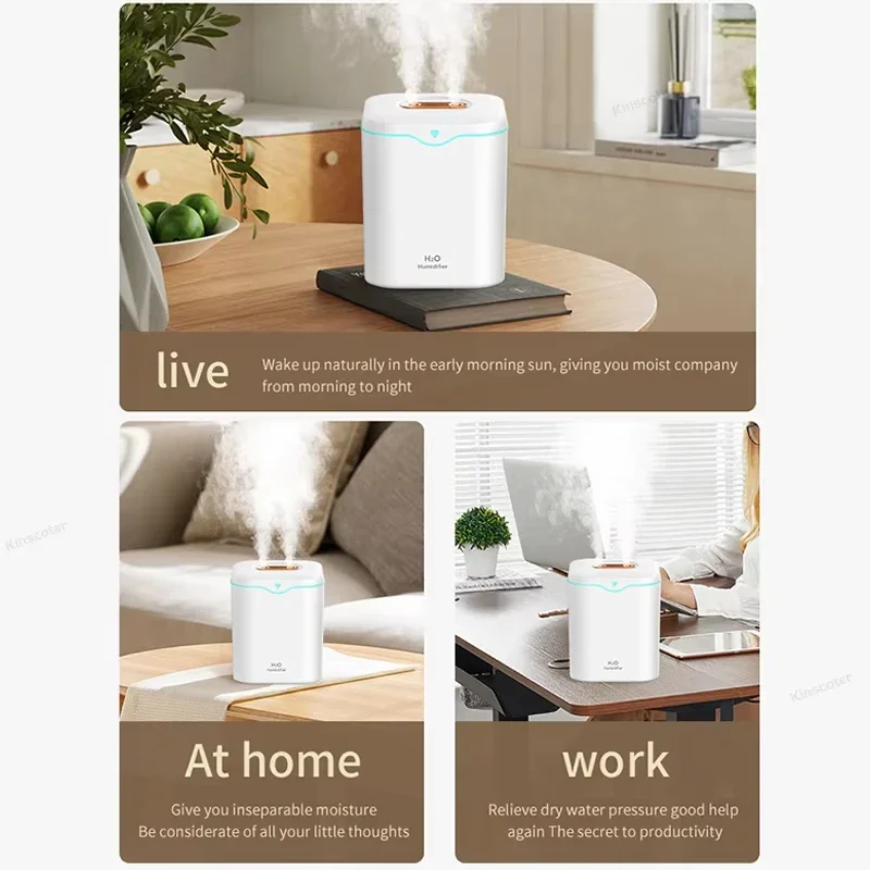 2000ML Home Dual Spray Humidifier USB Plug Silent Nano Fine Mist Household Air Conditioning Room Humidification Spray