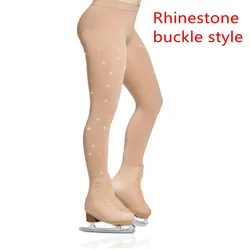 2805 Rhinestone Style Figure Ice Skating Tights Pantyhose Velvet Microfiber Buckle Boot Over Legging Sock Child Adult Girl Women