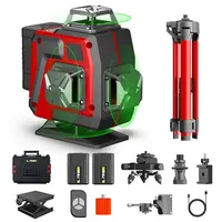 4D 16 Lines professional Super Green Laser Level Cross-Line Self-Leveling Remote Control with li-ion Battery Tripod Hard Case