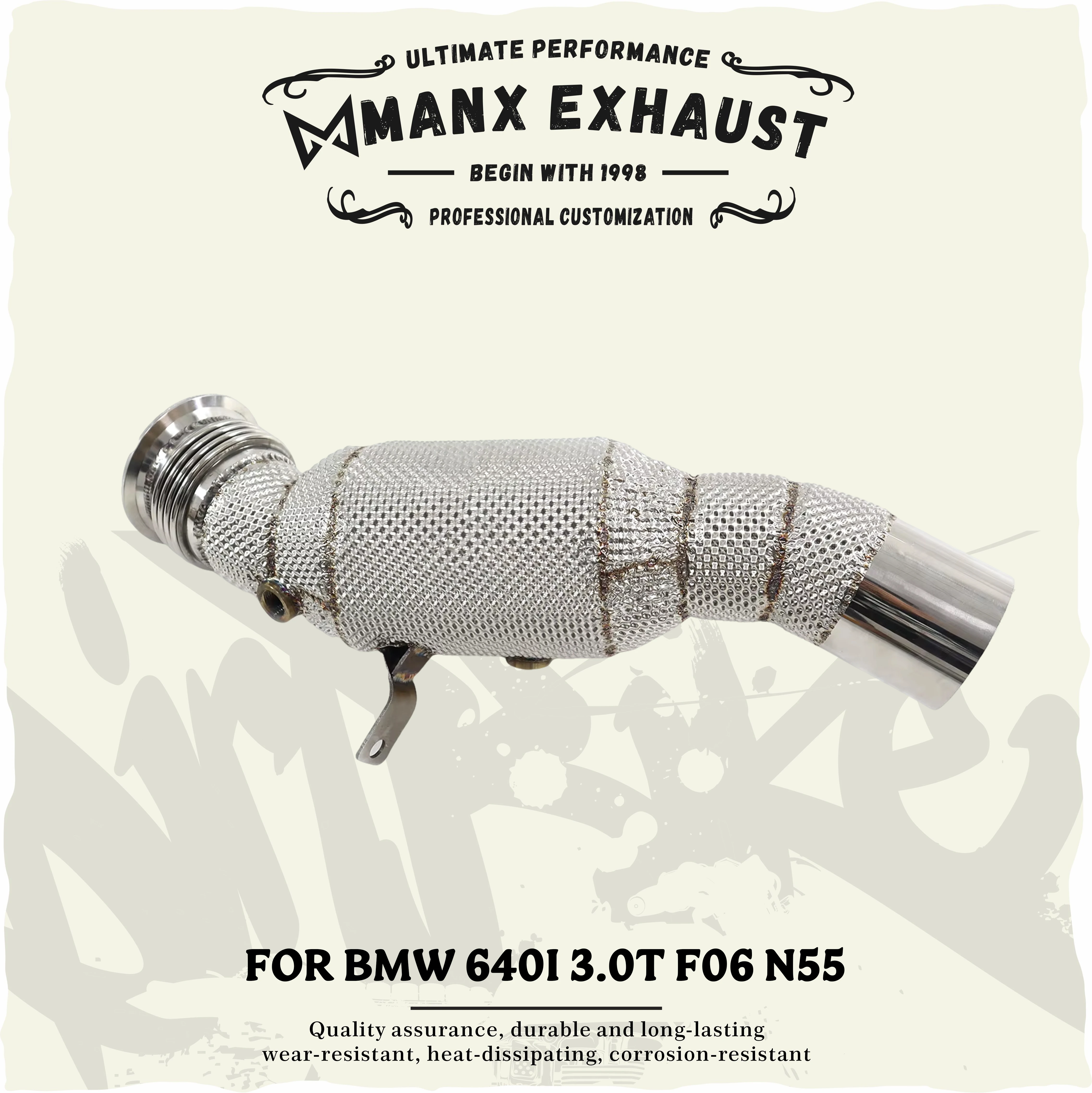

Catalyzed Downpipe Catless Downpipe for BMW 640i 3.0t F06 N55 Stainless steel Performance Exhaust pipe with heat shield