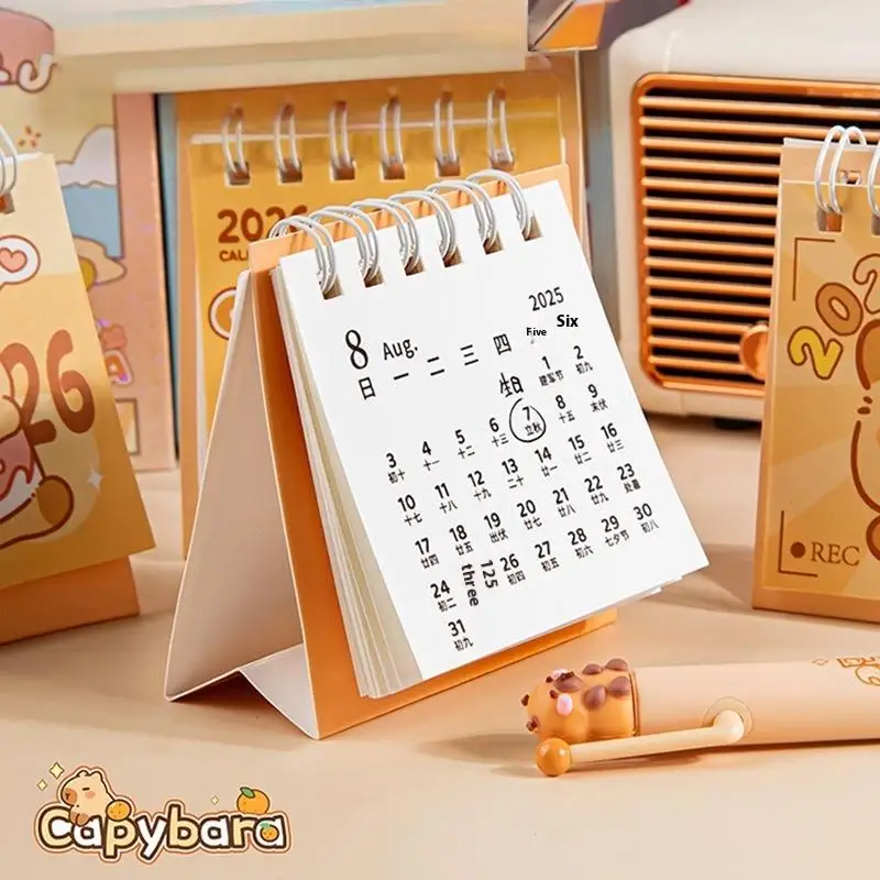 1 قطعة 2026 لطيف كابيبارا الباندا أجندة مكتبية /رزنامة مكتبية المحمولة سطح المكتب الديكور الجدول الزمني مخطط التقويم الصغير اللوازم المكتبية المدرسية