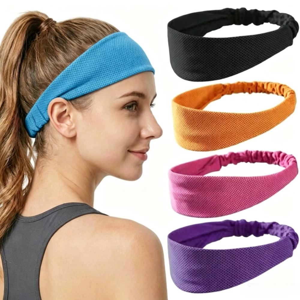 Cooling Sports Headband Breathable Stretchable Elastic Non-Slip Sweatband Moisture Wicking Hairband for Yoga Hiking Gym Running