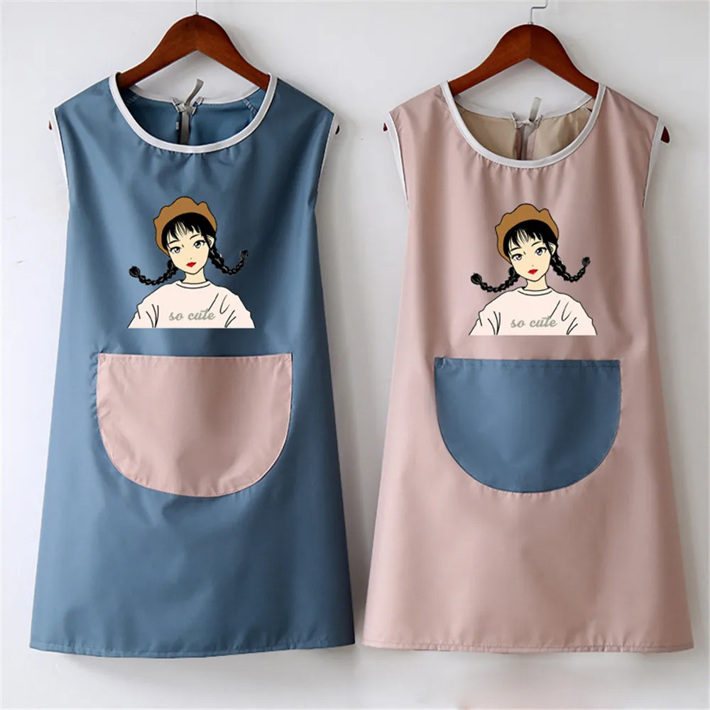 New Style Unisex Cooking Apron Household Cartoon Apron Chef Waiter Barbecue Hairdresser Adult Pocket Apron Kitchen Supplies