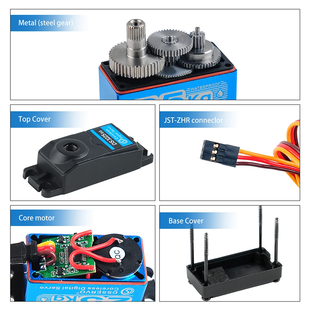 Waterproof Coreless Digital Servo Motor, engrenagem de aço inoxidável, alto torque, RC Car, Robotic DIY, 25kg, 180 °, 270 °, DS3225SG