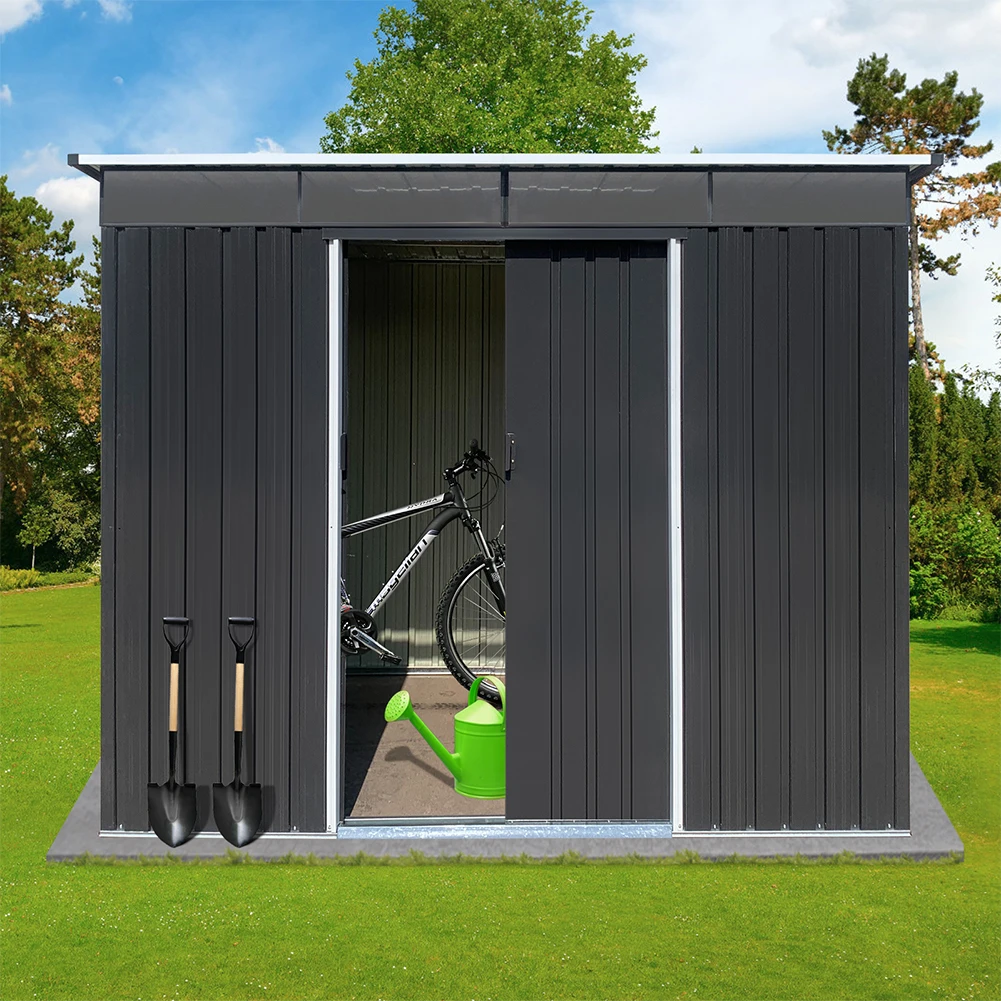 

Outdoor Storage Shed 6x8ft Sheds & Outdoor Storage With 2 Punched Vents Aluminum Frame Roof Large Storage Shed