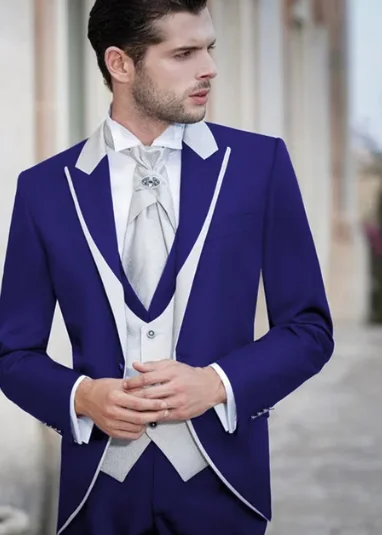 

Mens Suit Green With White 3 Pieces Shawl Lapel Costume Homme Groomsmen Wedding Suits Groom Tuxedos (Blazer+Vest+Pants)