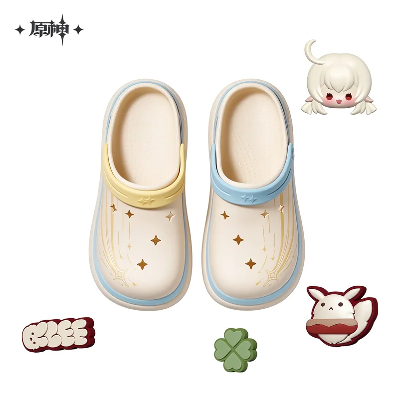 Genshin Game  Impact Midsummer Party Klee Hutao Yoimiya Furina Cosplay Summer Slipper Beach Slippers Decorative Set Shoe Flower