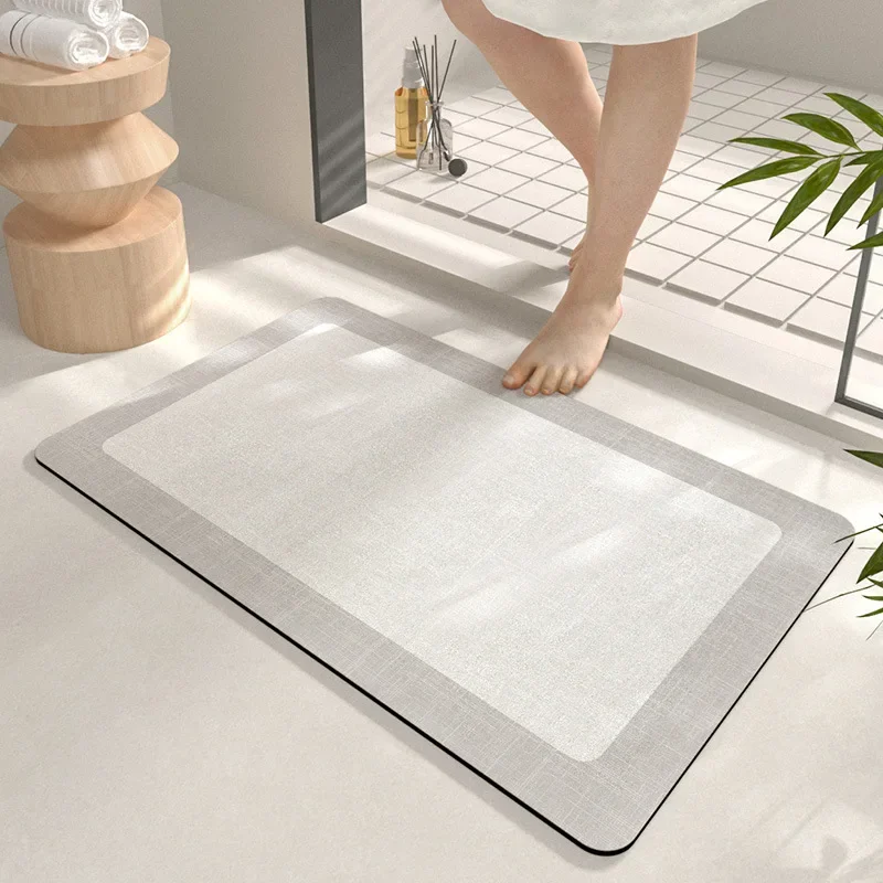 

High Quality Nordic Solid Color Absorbent Bathroom Floor Mat Light Luxury Simple Bathroom Door Quick Drying Mat Non-slip Rug