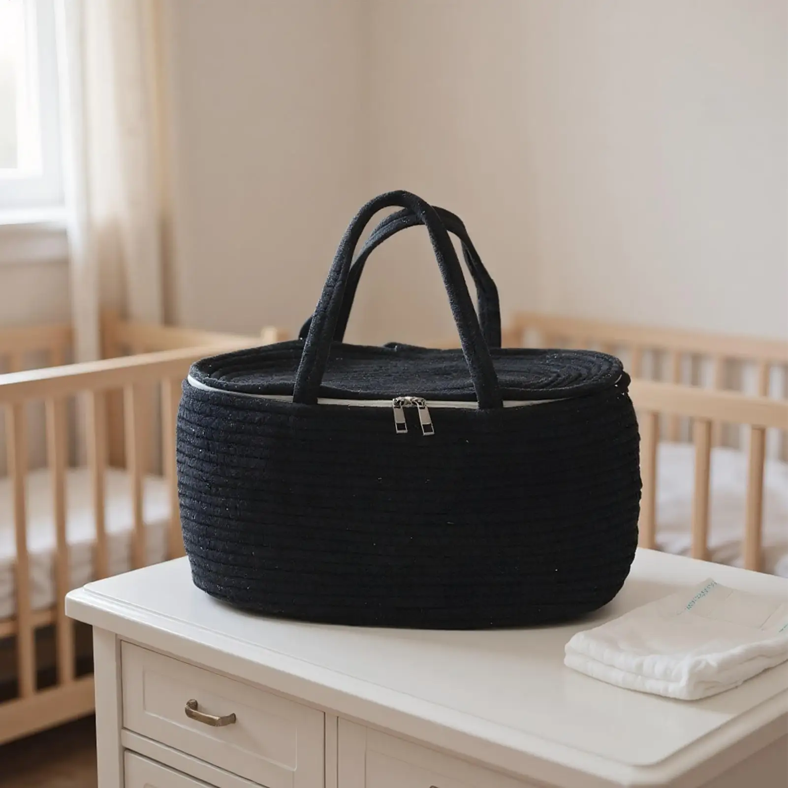 Cestino per pannolini per bambini, rimovibile, di grande capacità, portatile, per pannolini per bambini, porta salviette per viaggi all'aperto, auto, bagno, comodino