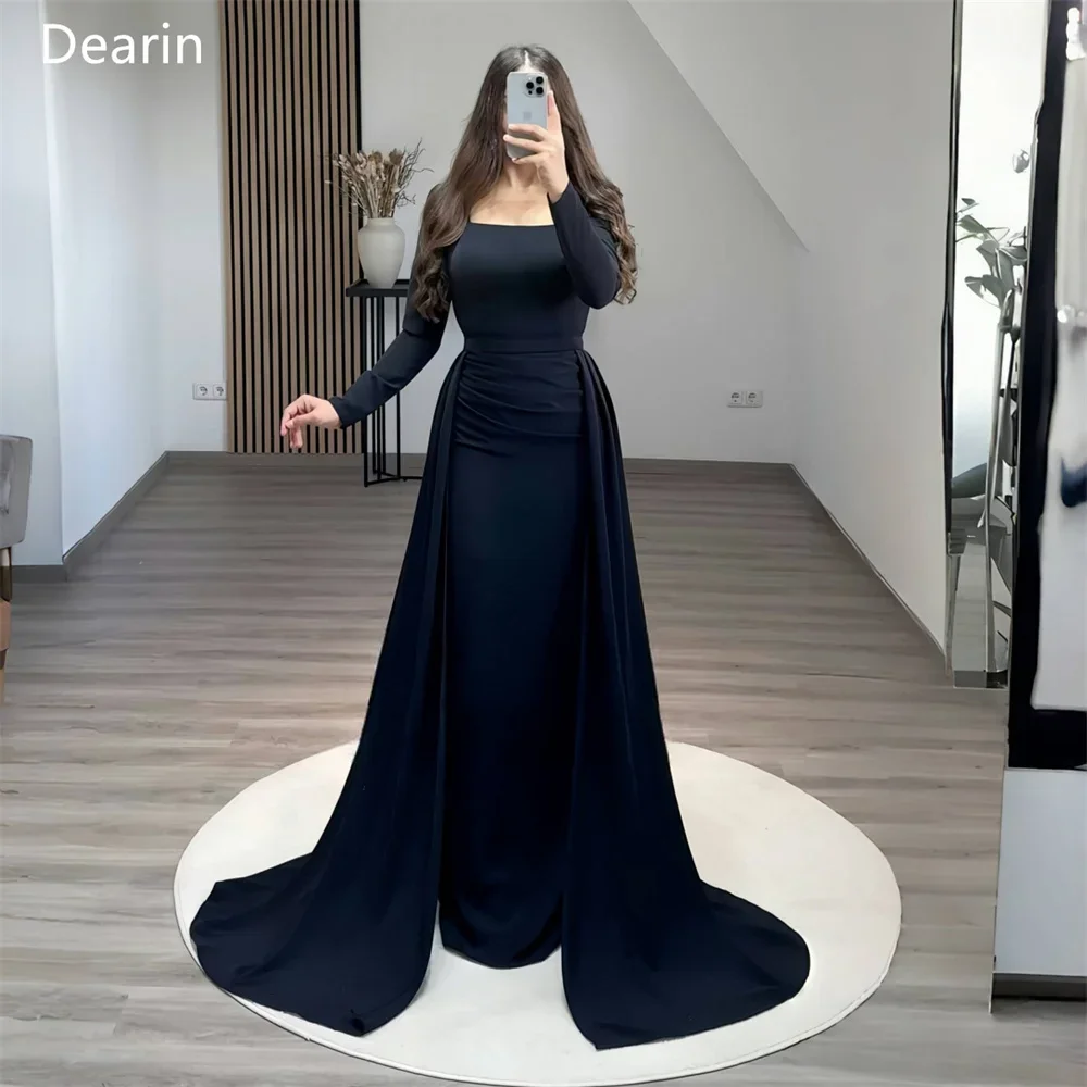 

Customized Prom Dress Formal Evening Gown Dearin Square Collar Column Floor Length Skirts Draped Bespoke Occasion Dre