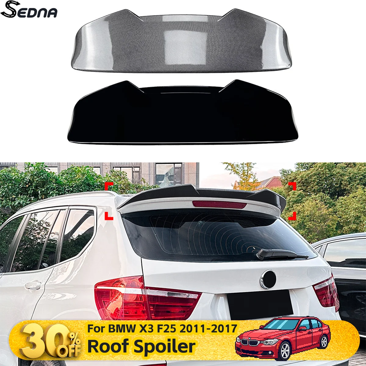 

Спойлер на крышу, фиксированный ветровой хвост, крышка багажника, отделка губ для BMW X3 F25 2011-2017, автомобильные аксессуары, комплекты кузова, авто внешние детали