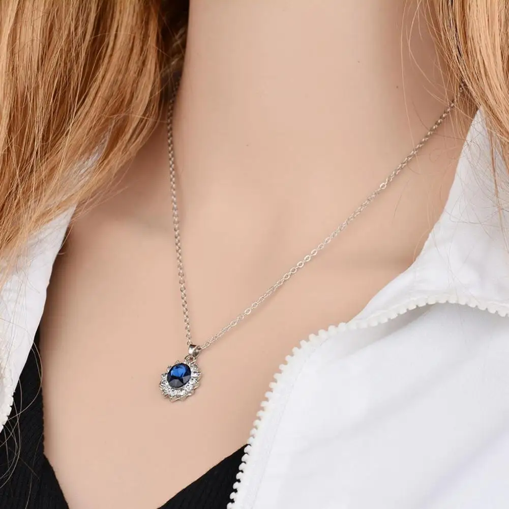 Fashion Necklace Faux Sapphire Rhinestone Jewelry Set Ladies Jewelry Necklaces And Earring Set Jewelry For Woman