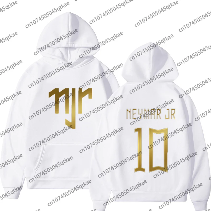 Fashion Neymar Jr  Inspired Soccer Hoodie Number 10 Sweatshirt Oversized High Quanlity Cotton Men's Cothing Hooded Sport Hooded